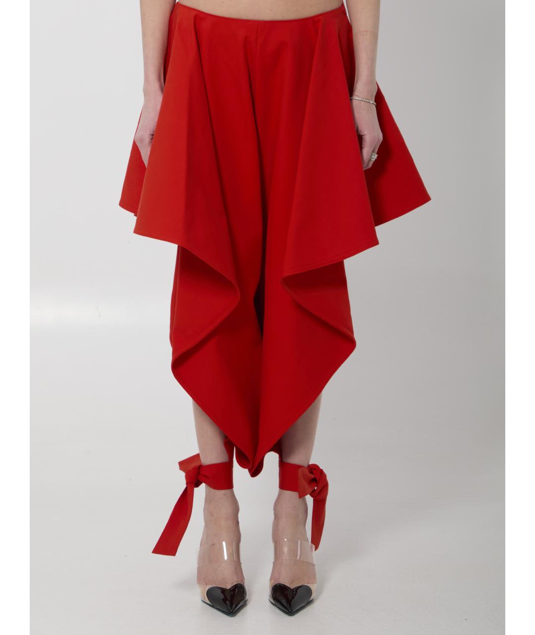 ALAIA Красные хлопковые брюки широкие, фото 5