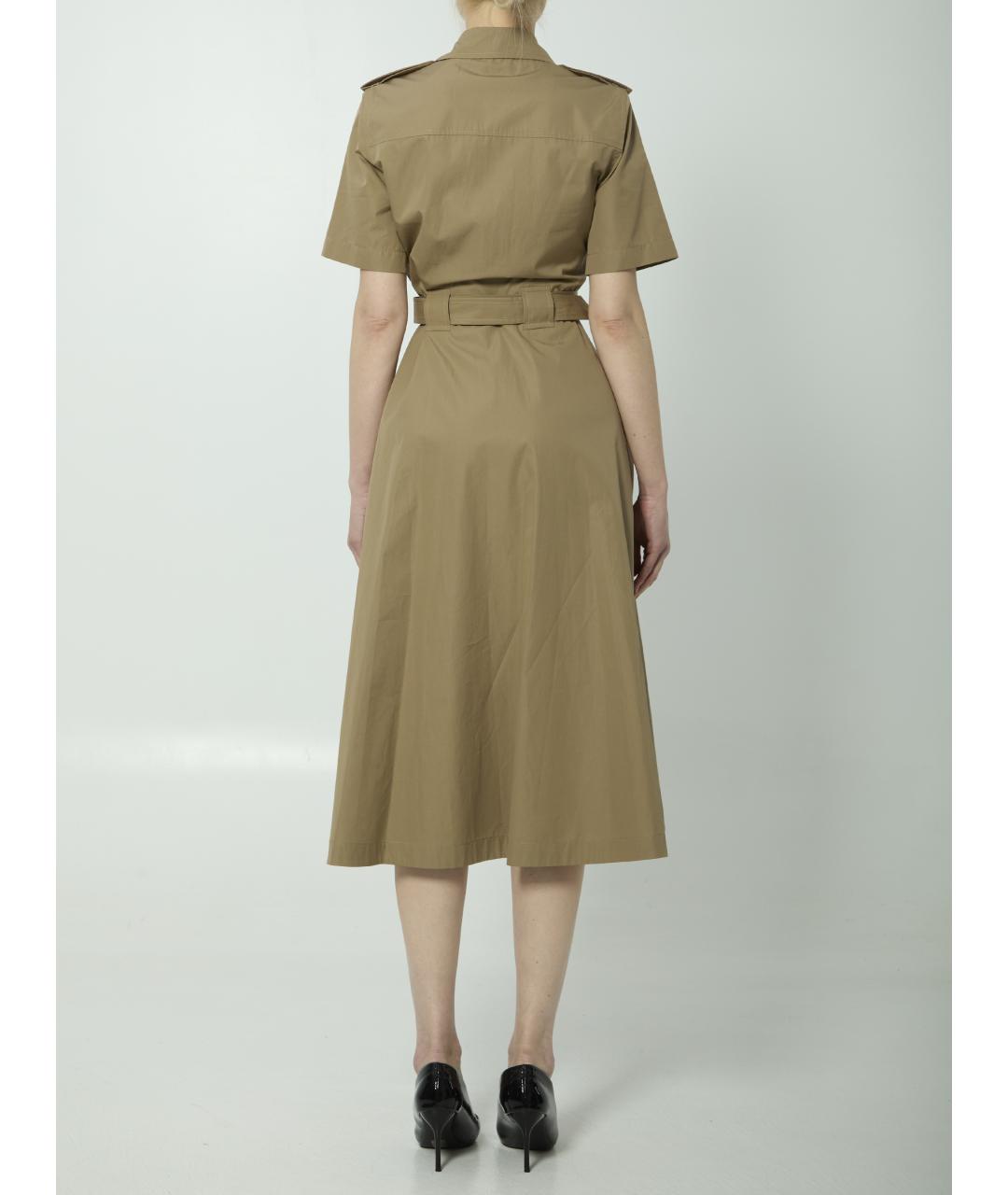 BURBERRY Бежевое хлопковое повседневное платье, фото 4