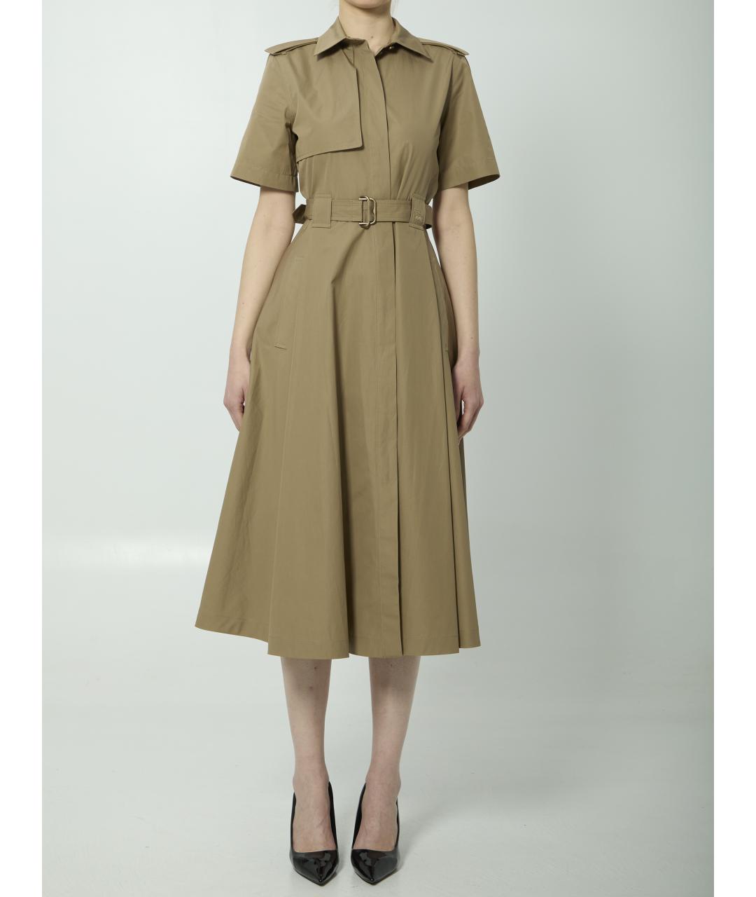 BURBERRY Бежевое хлопковое повседневное платье, фото 5