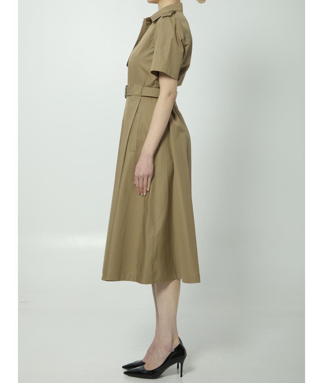 BURBERRY Бежевое хлопковое повседневное платье, фото 3