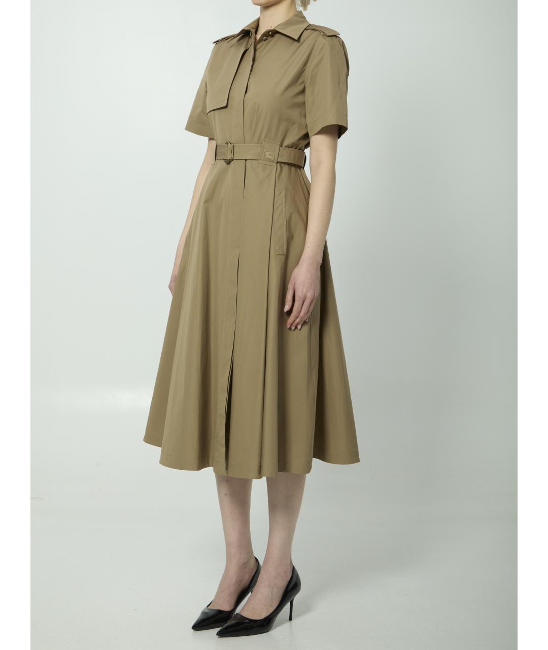 BURBERRY Бежевое хлопковое повседневное платье, фото 2