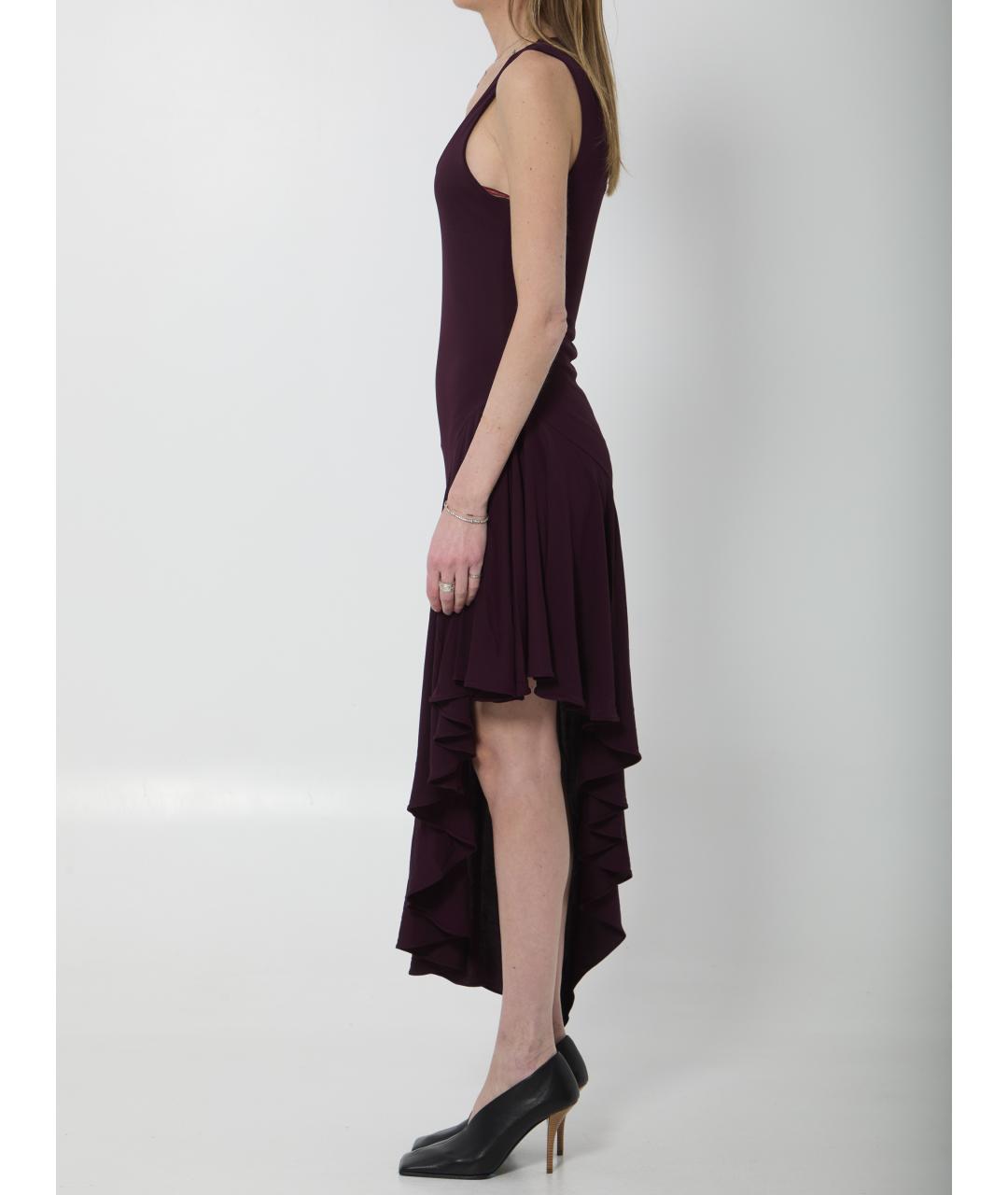 ALAIA Бордовое вискозное коктейльное платье, фото 3