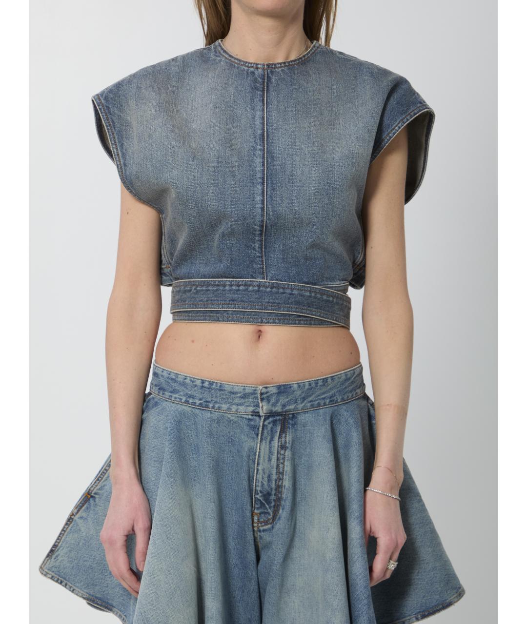 ALAIA Голубая хлопковая футболка, фото 5