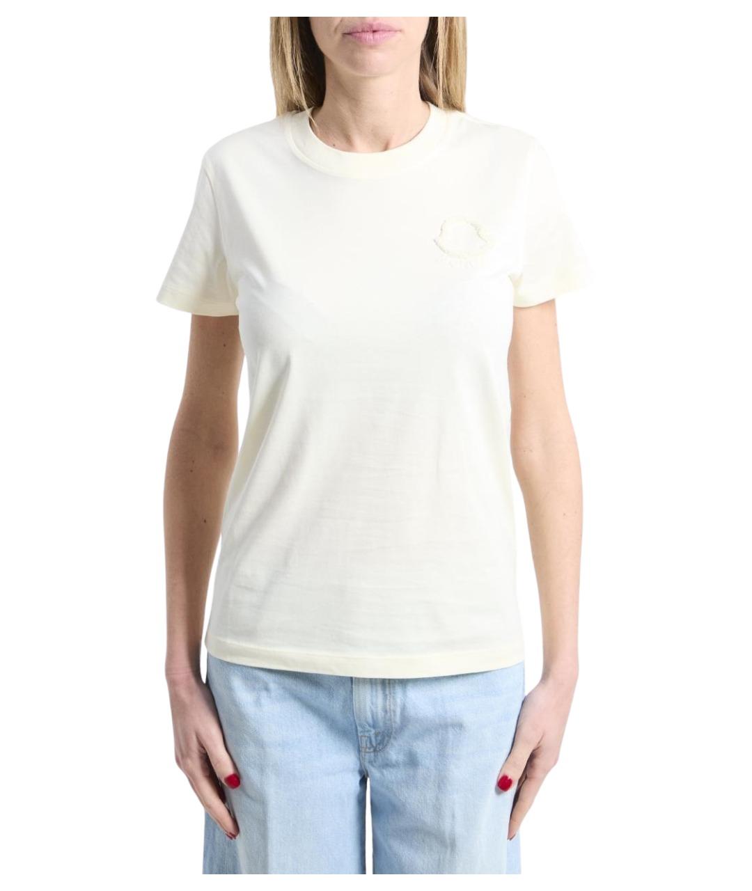 MONCLER Бежевая хлопковая футболка, фото 1