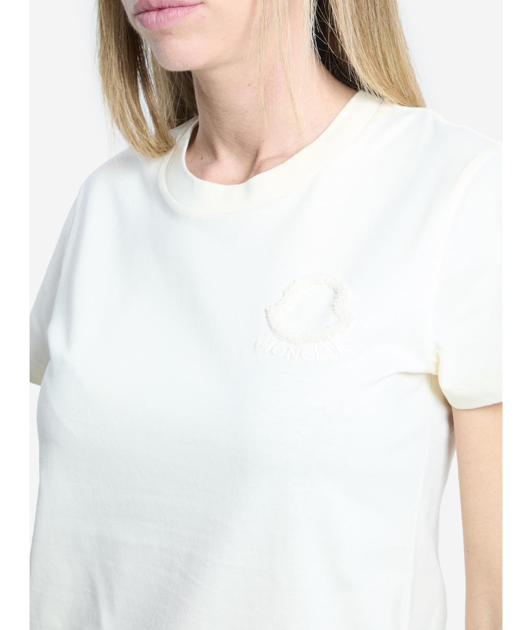 MONCLER Бежевая хлопковая футболка, фото 3