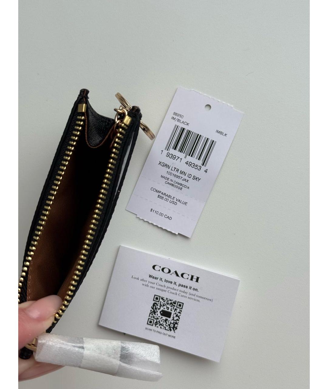 COACH Черный кожаный кардхолдер, фото 6