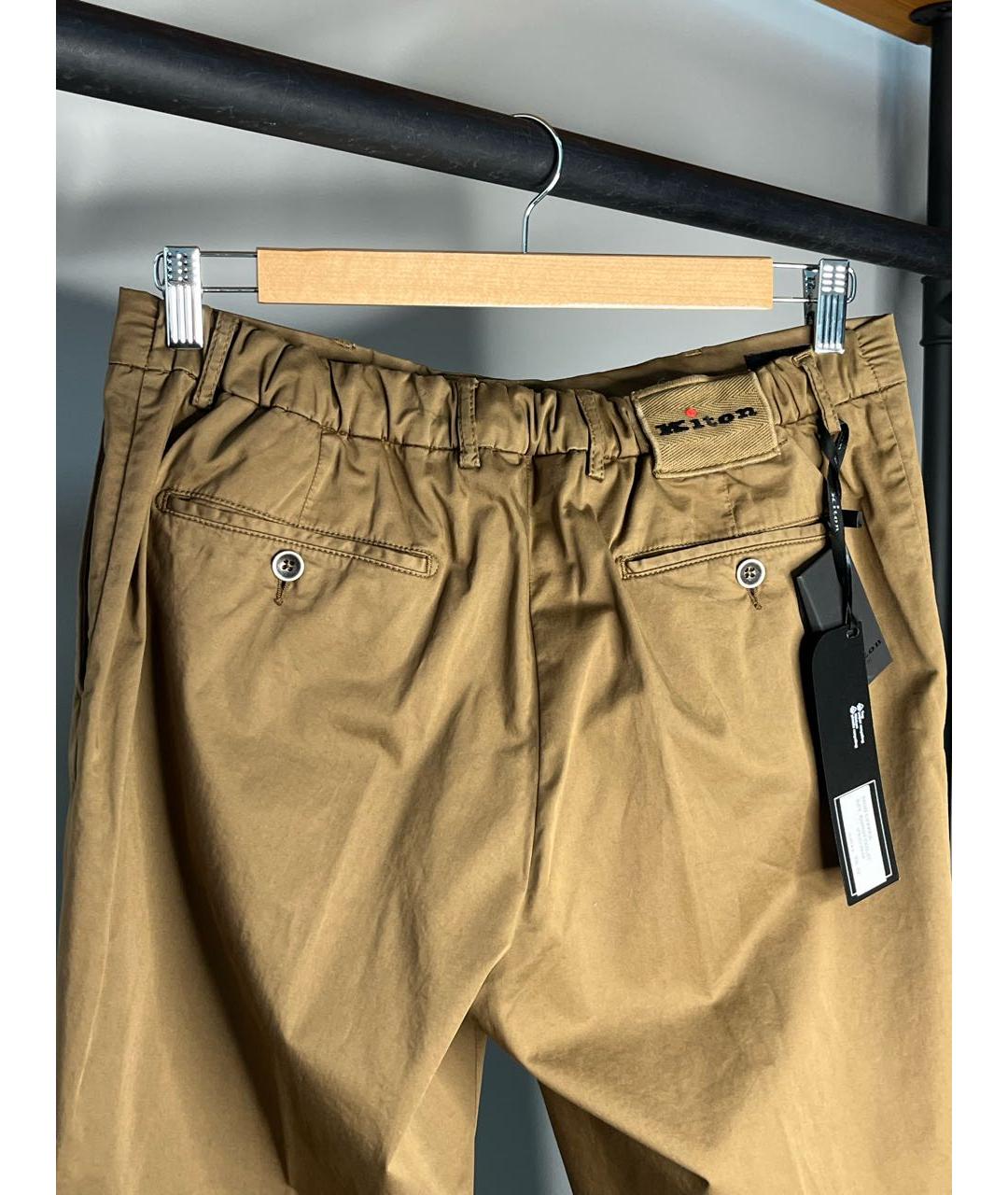 KITON Коричневые хлопковые повседневные брюки, фото 2