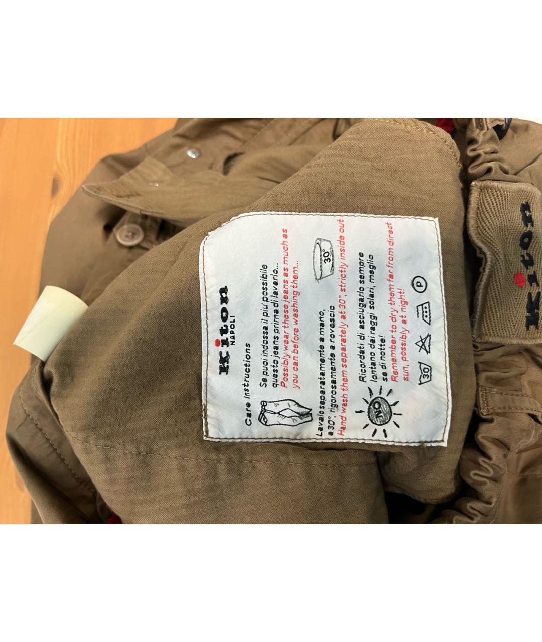 KITON Коричневые хлопковые повседневные брюки, фото 8