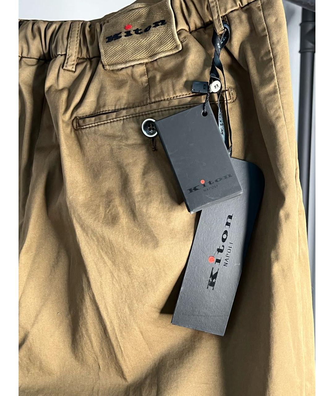 KITON Коричневые хлопковые повседневные брюки, фото 3