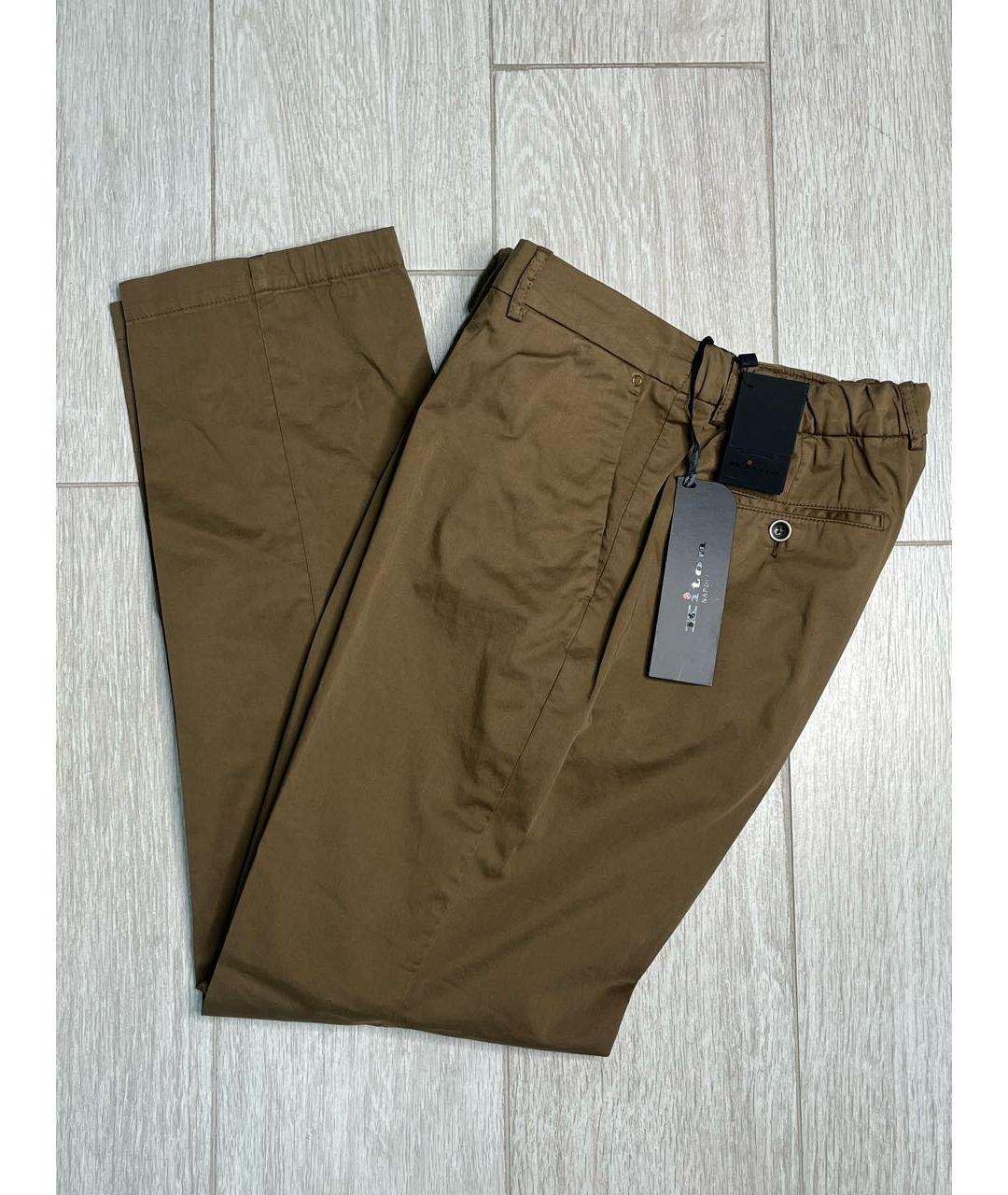 KITON Коричневые хлопковые повседневные брюки, фото 7