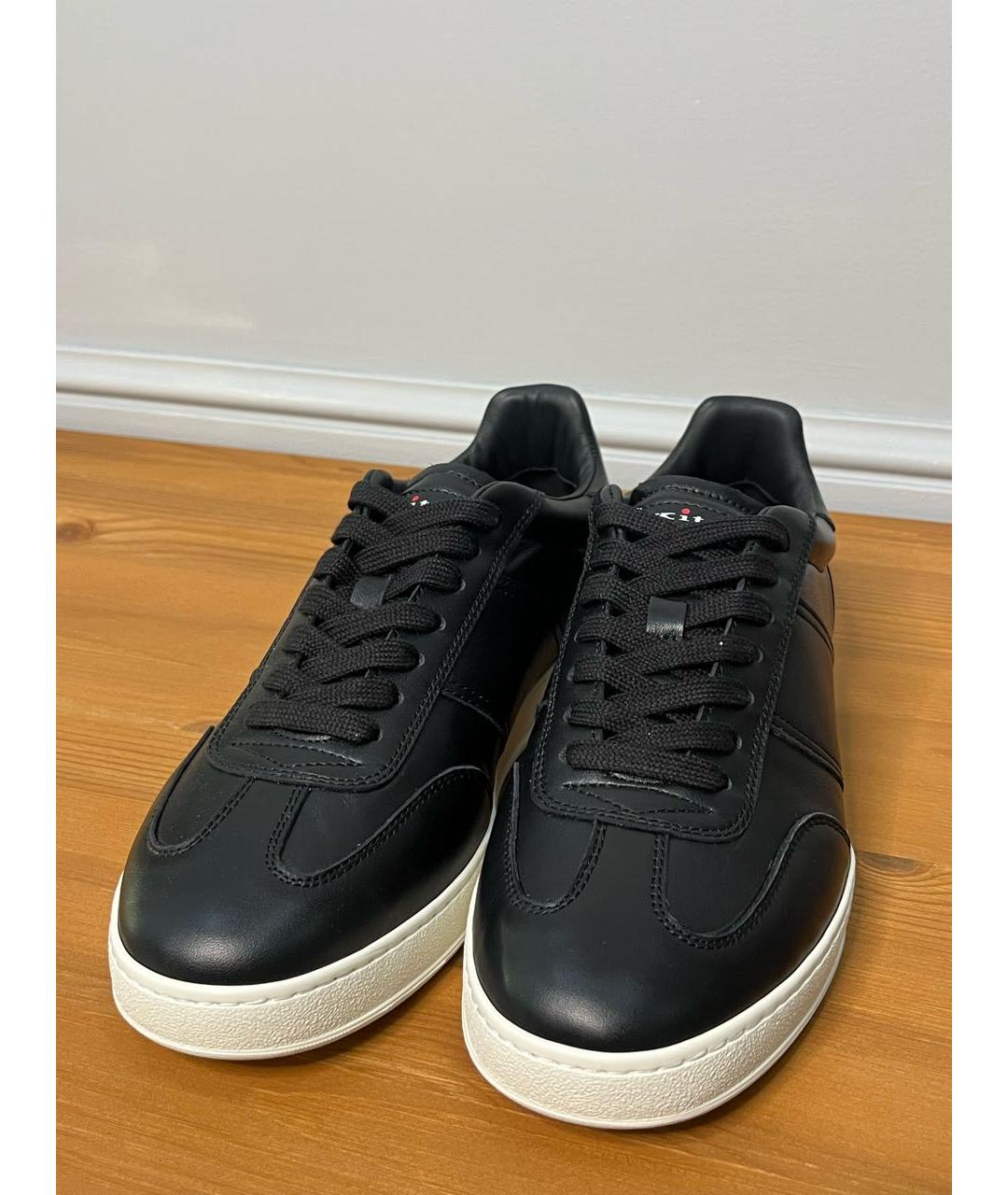 KITON Черные кожаные низкие кроссовки / кеды, фото 2