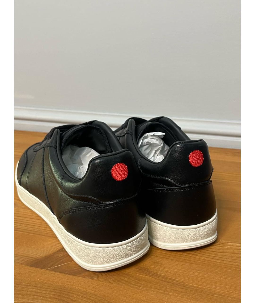 KITON Черные кожаные низкие кроссовки / кеды, фото 4