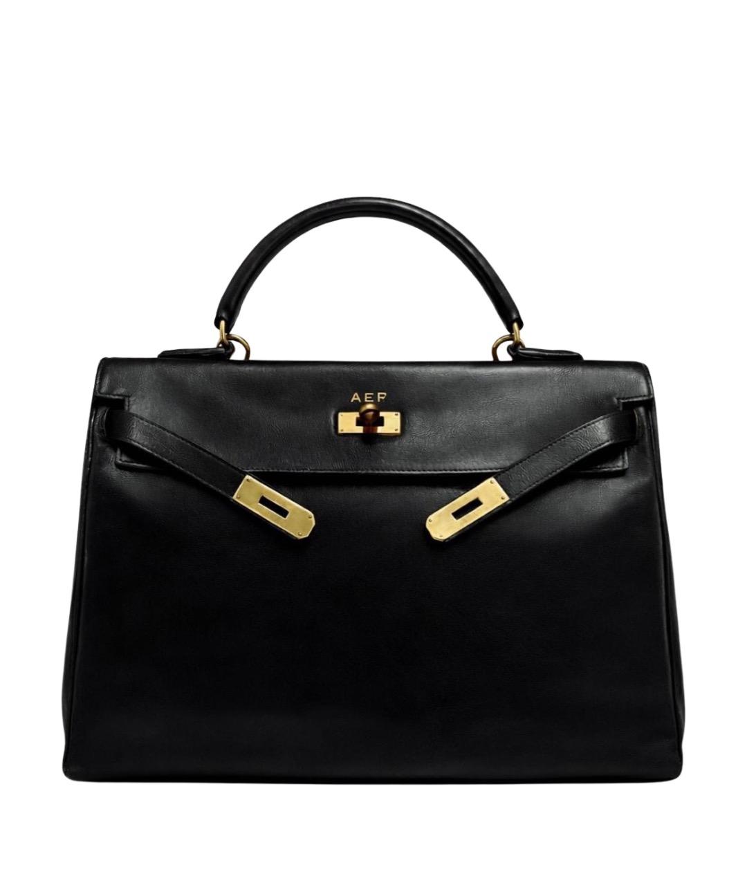 HERMES Черная кожаная сумка с короткими ручками, фото 1