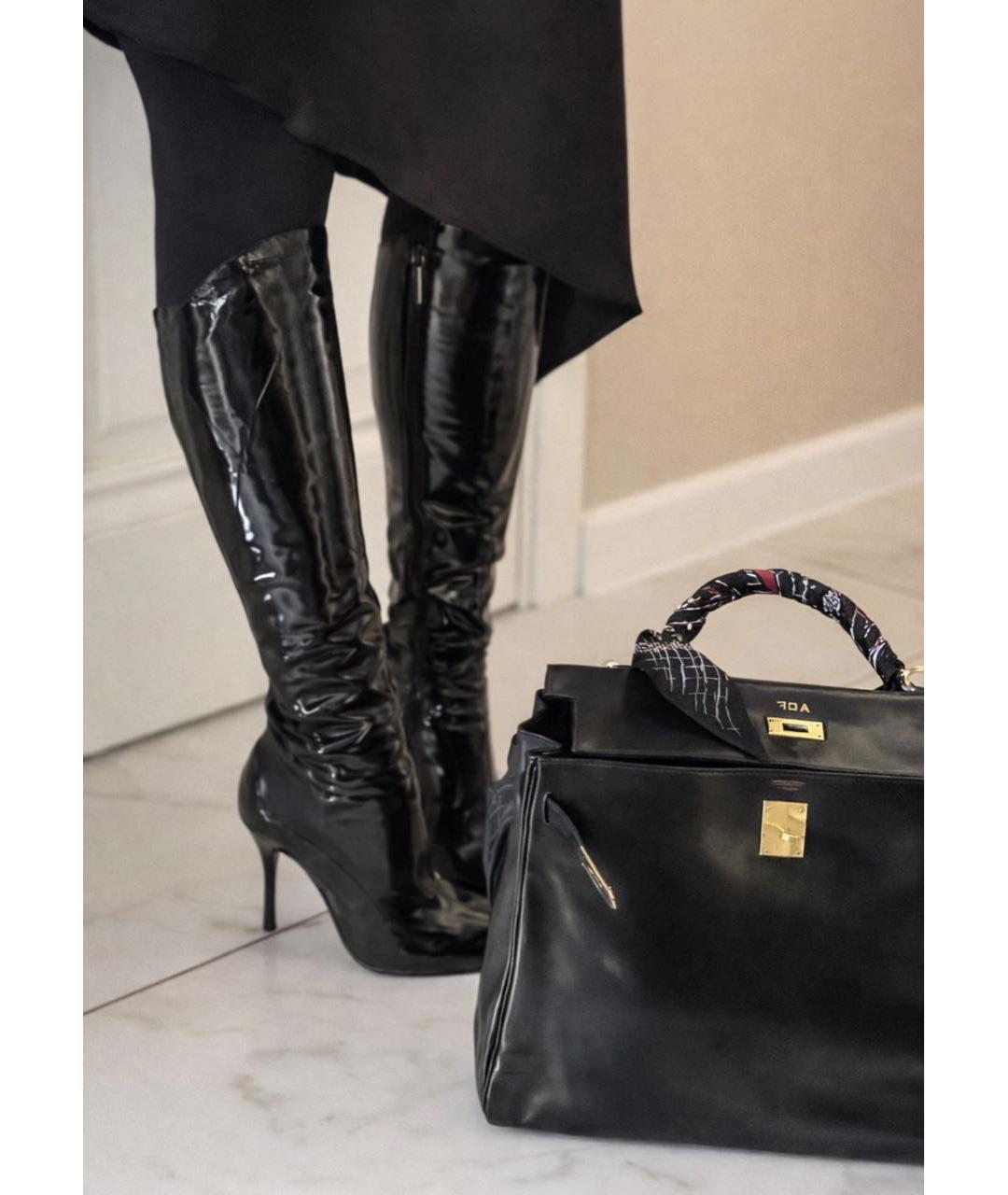 HERMES Черная кожаная сумка с короткими ручками, фото 5