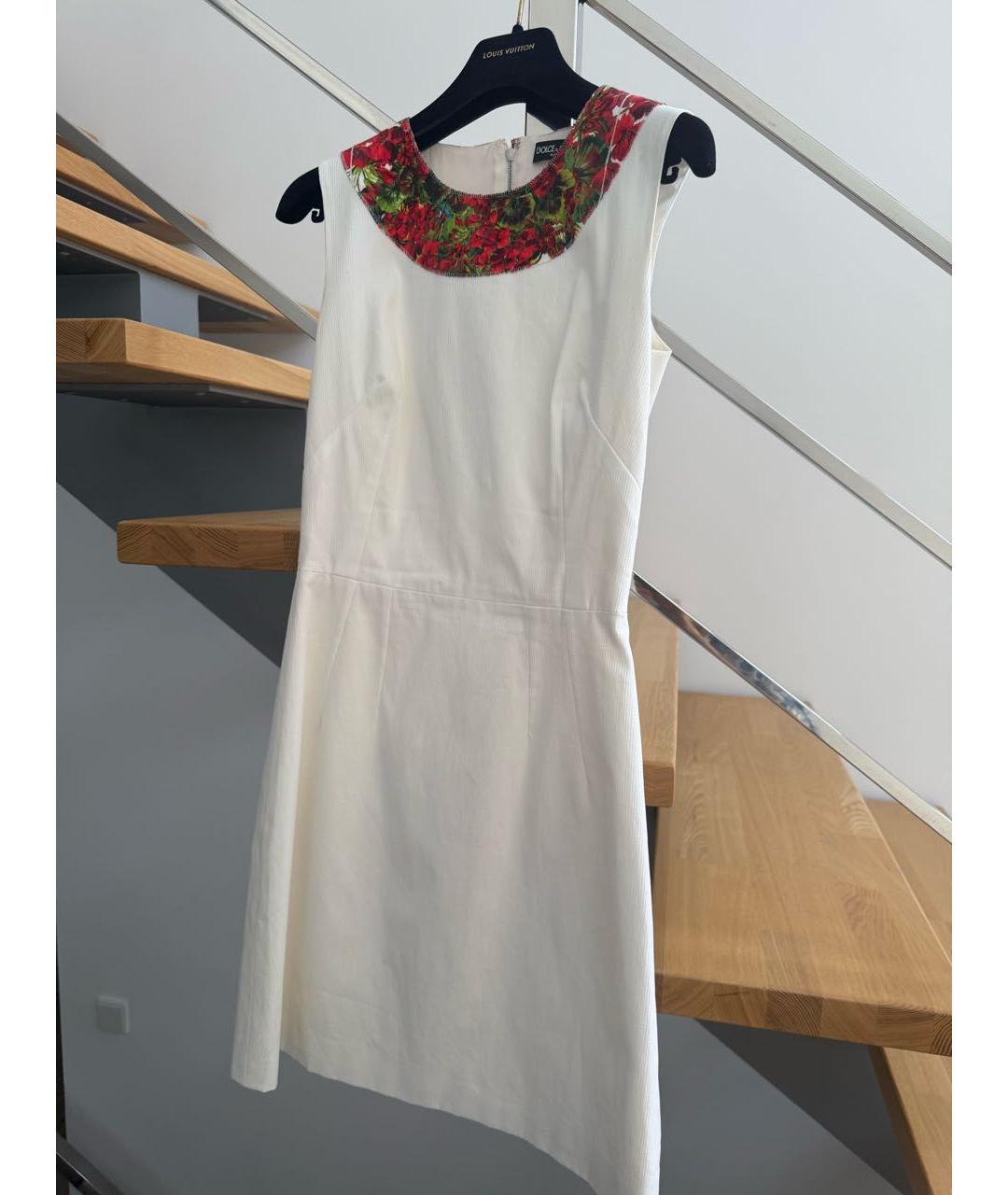 DOLCE&GABBANA Белое хлопковое повседневное платье, фото 5