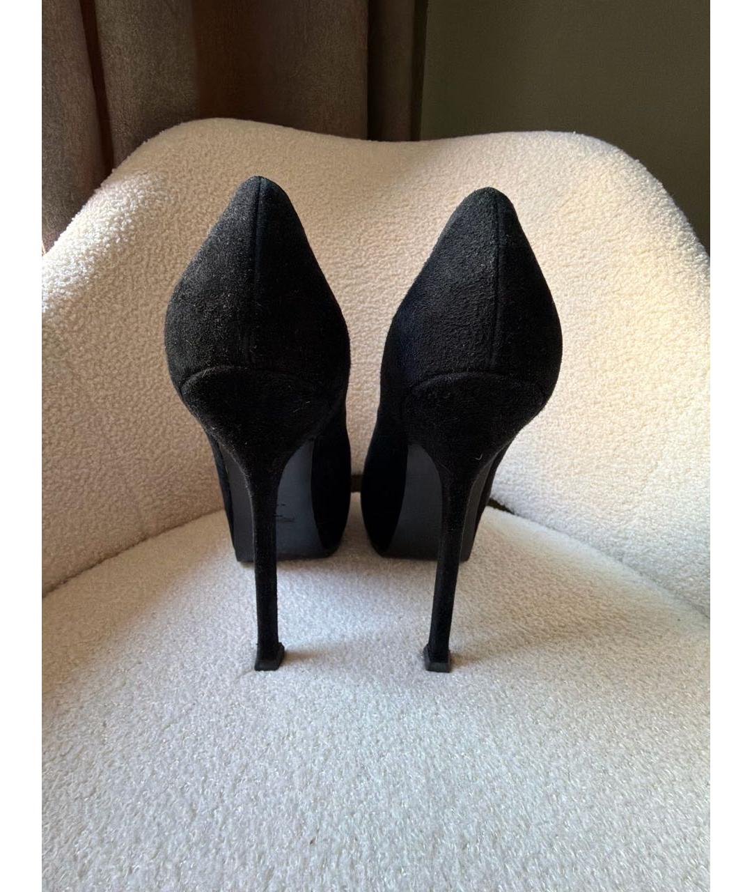 SAINT LAURENT Черные замшевые туфли, фото 4