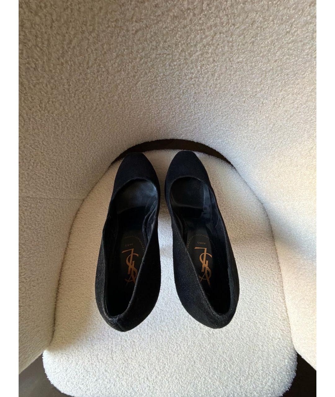 SAINT LAURENT Черные замшевые туфли, фото 3