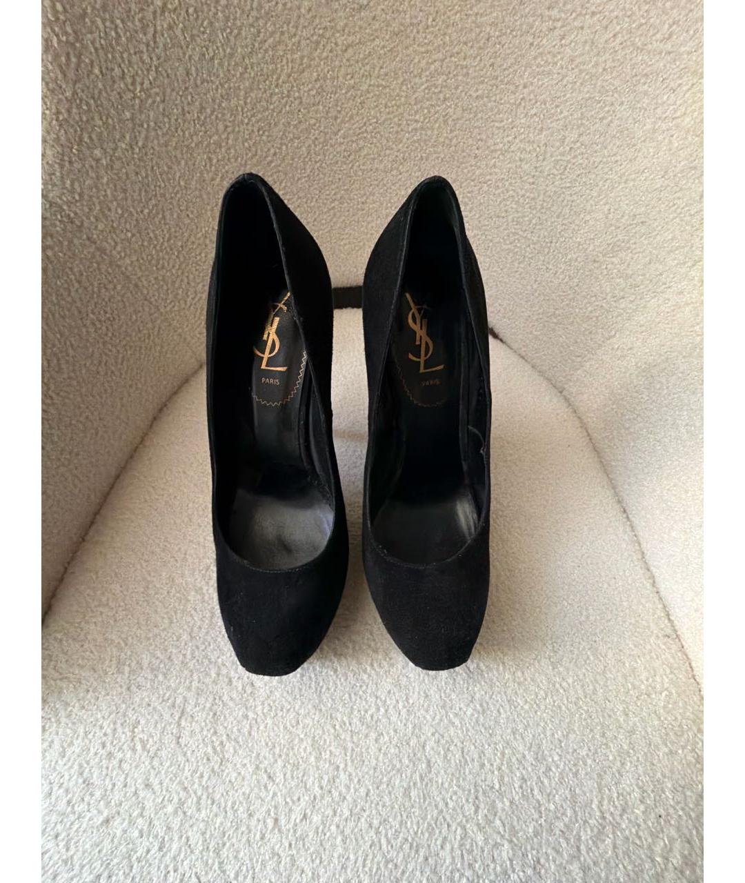SAINT LAURENT Черные замшевые туфли, фото 2