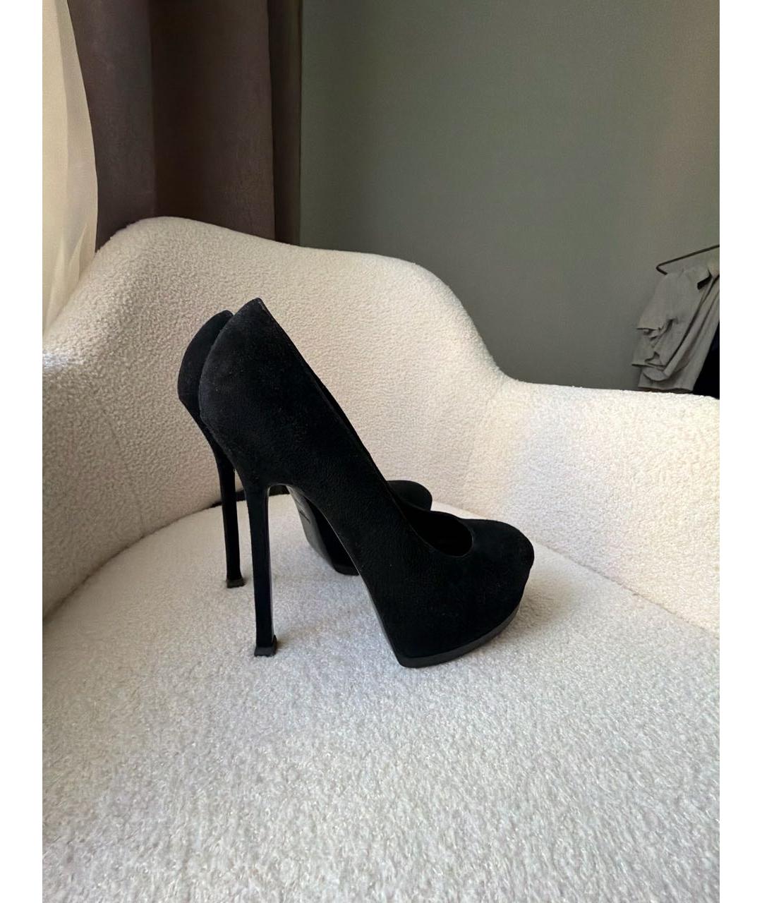 SAINT LAURENT Черные замшевые туфли, фото 5