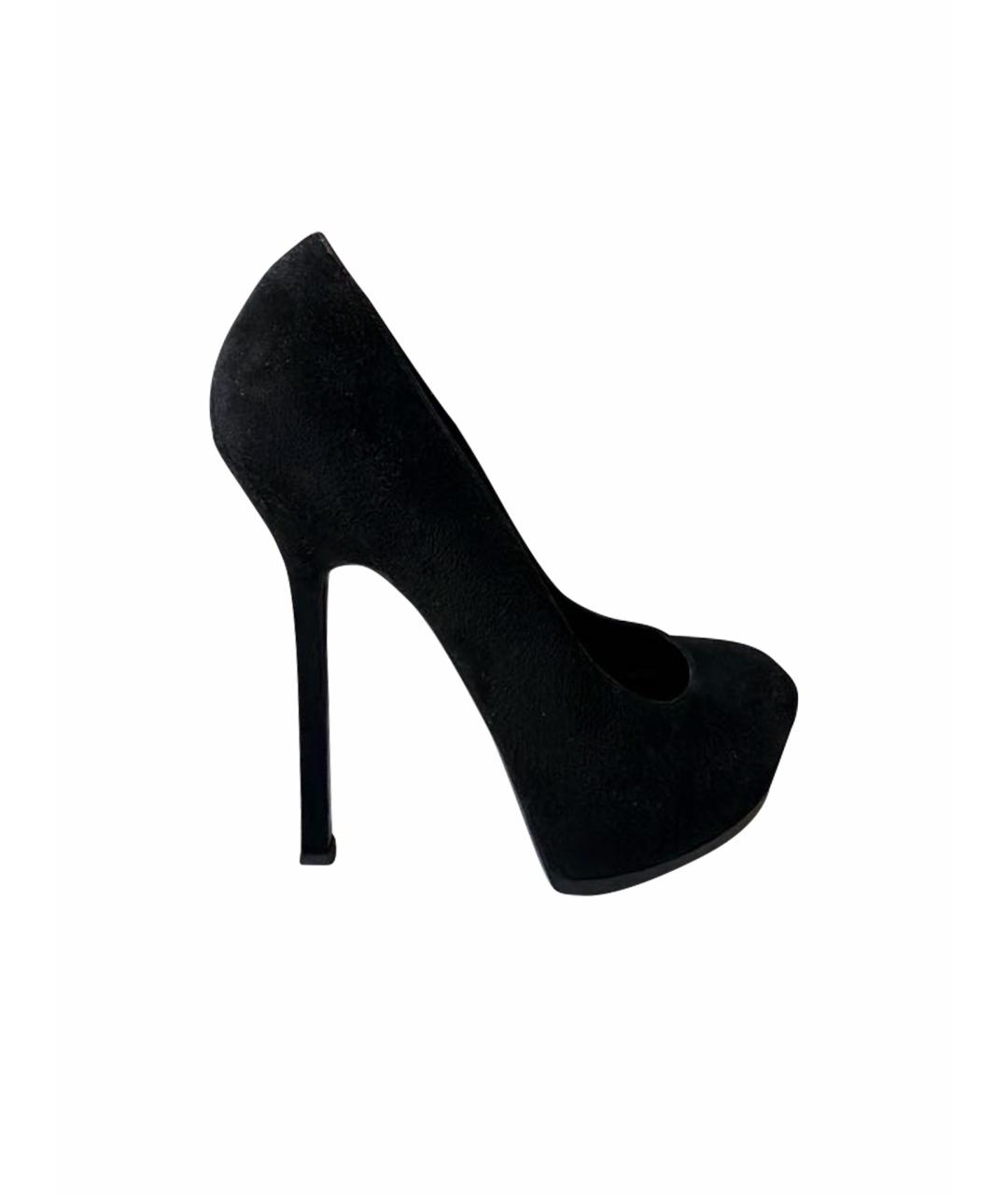 SAINT LAURENT Черные замшевые туфли, фото 1