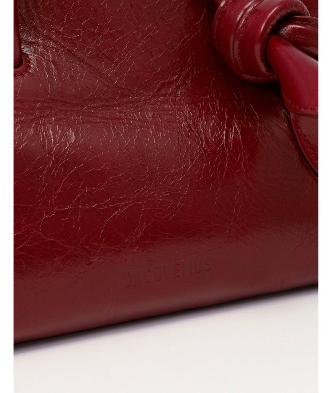 JACQUEMUS Бордовая кожаная сумка тоут, фото 6