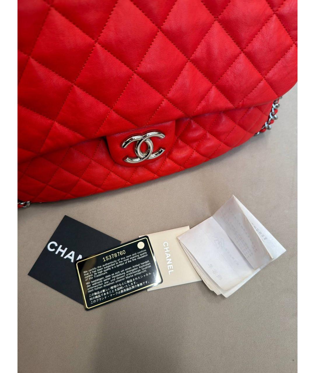 CHANEL Красная кожаная сумка через плечо, фото 8
