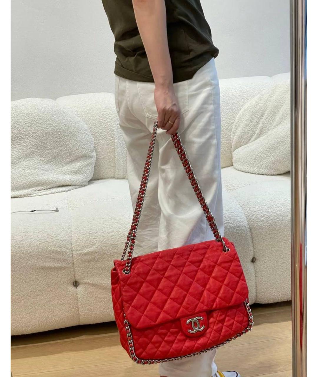 CHANEL Красная кожаная сумка через плечо, фото 6