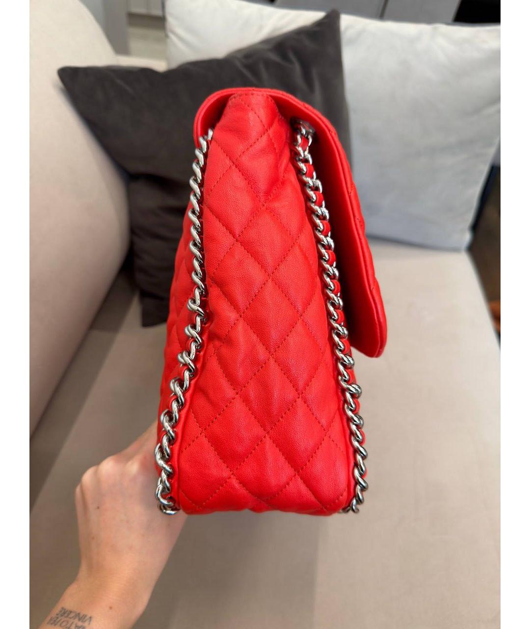 CHANEL Красная кожаная сумка через плечо, фото 3