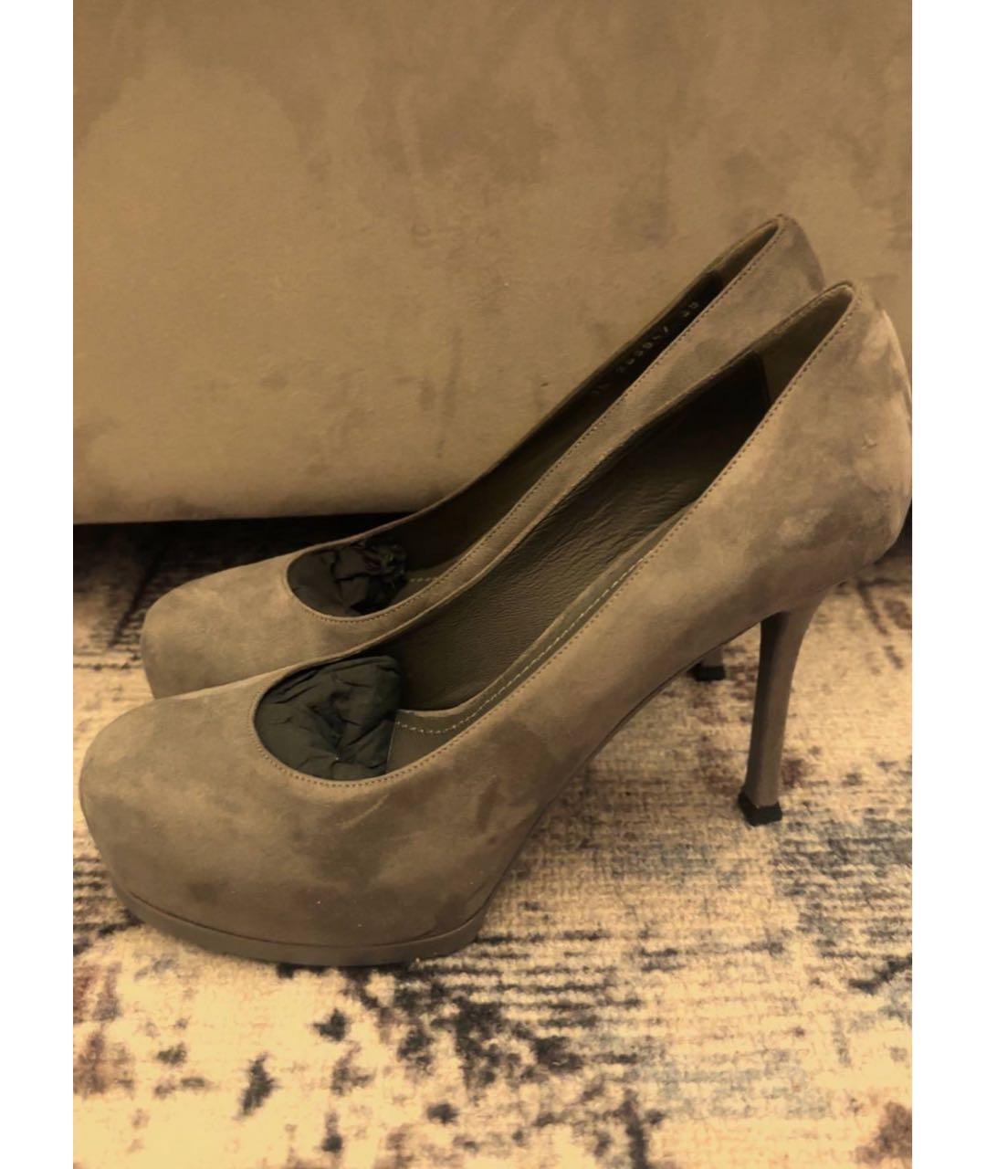YVES SAINT LAURENT BEAUTY Серые замшевые туфли, фото 3