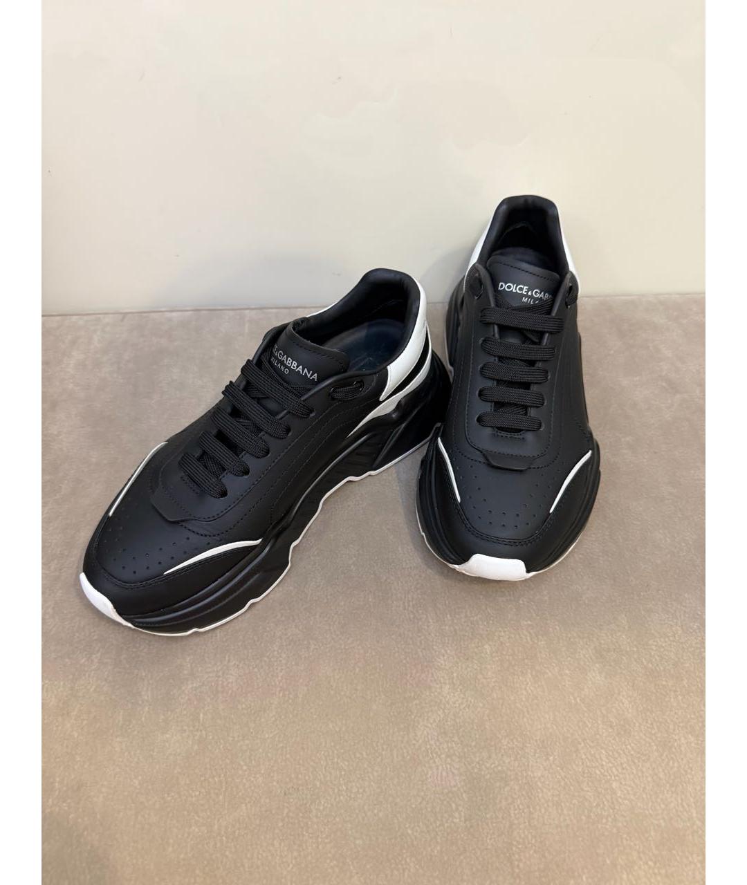DOLCE&GABBANA Черные кожаные кроссовки, фото 2