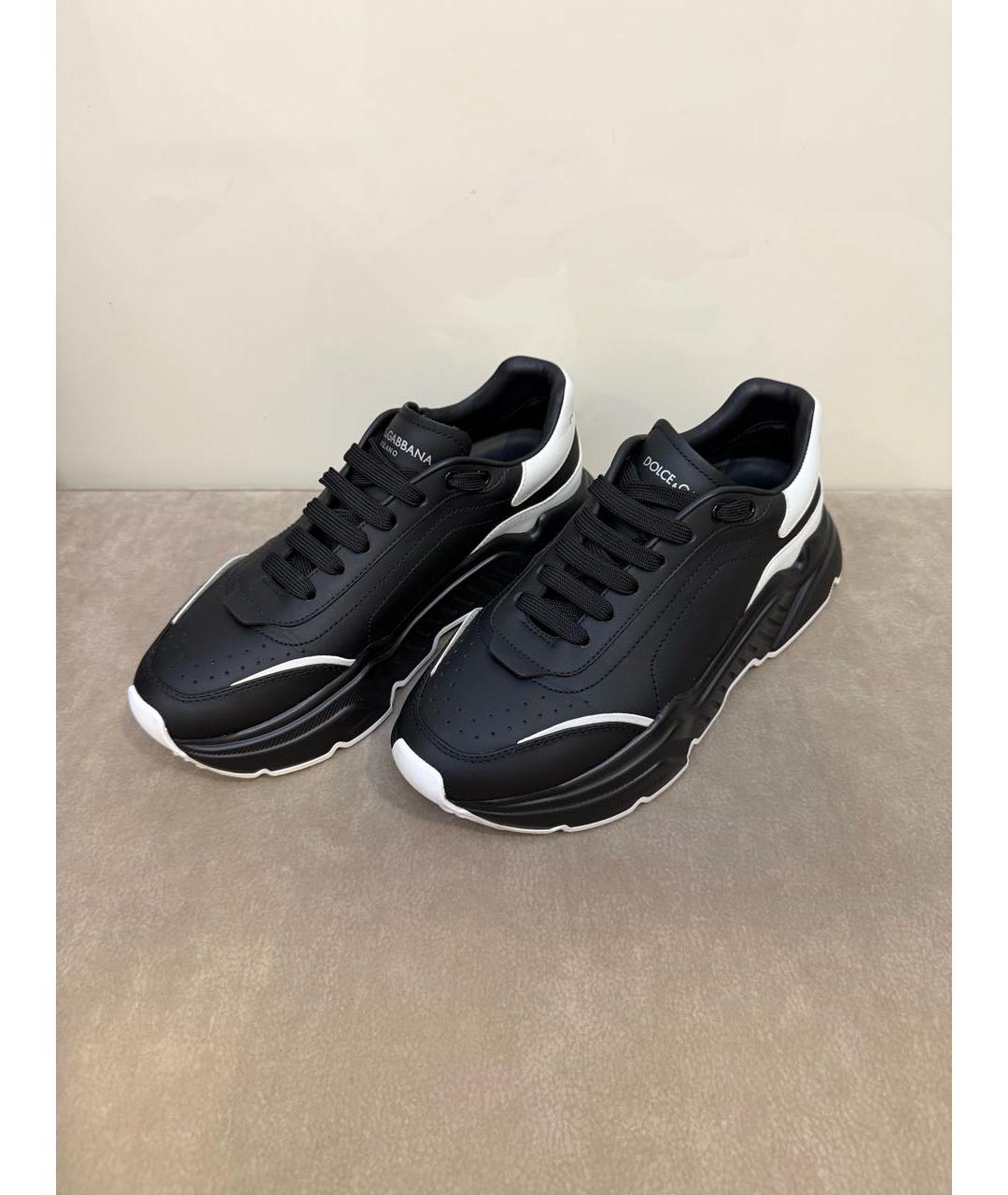DOLCE&GABBANA Черные кожаные кроссовки, фото 3