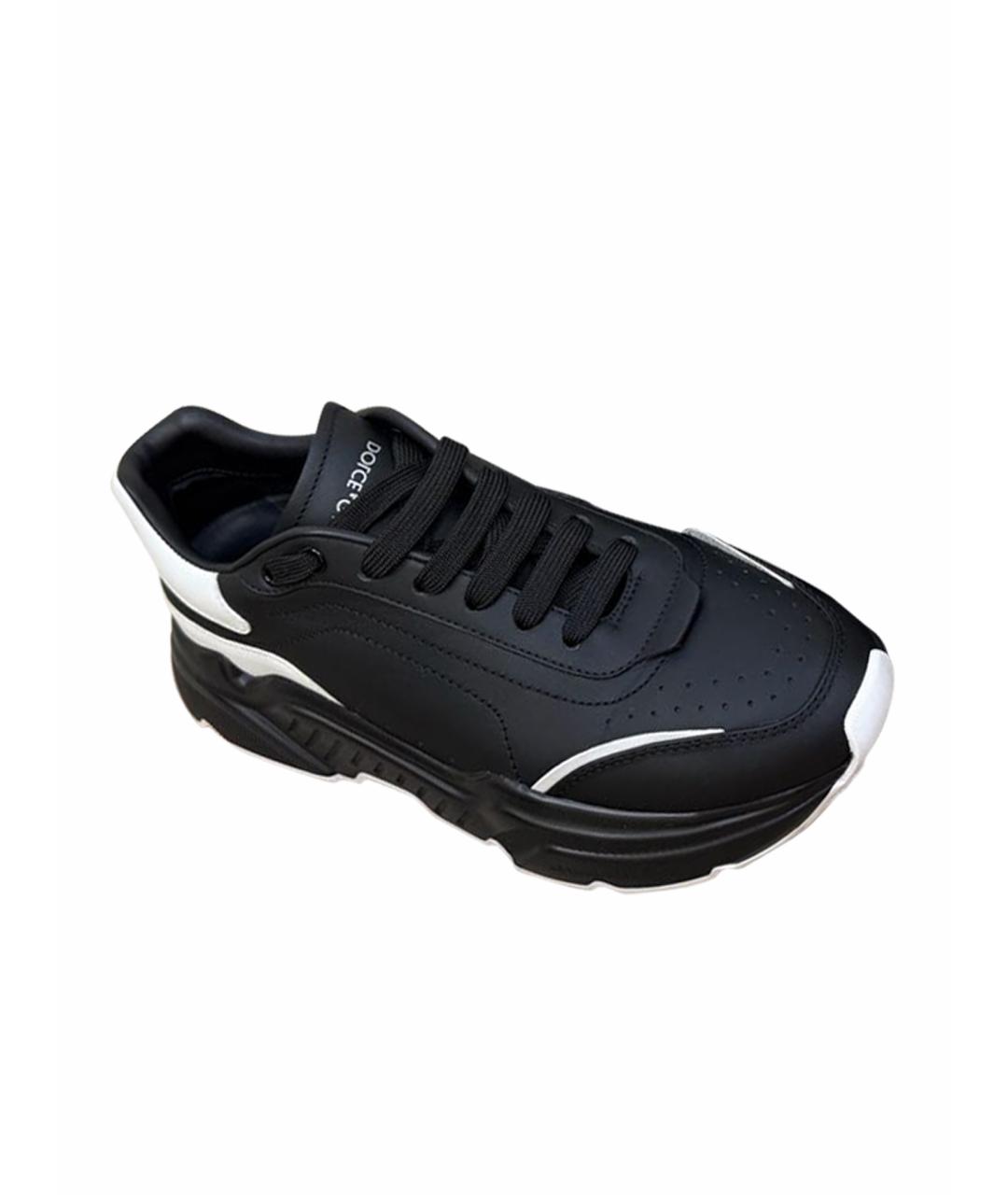 DOLCE&GABBANA Черные кожаные кроссовки, фото 1