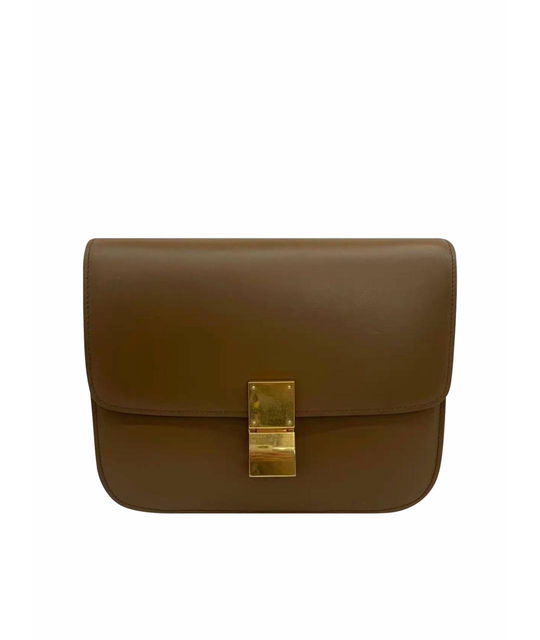 CELINE Коричневая кожаная сумка через плечо, фото 1