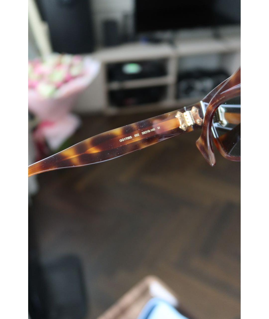 GUCCI Коричневые пластиковые солнцезащитные очки, фото 3