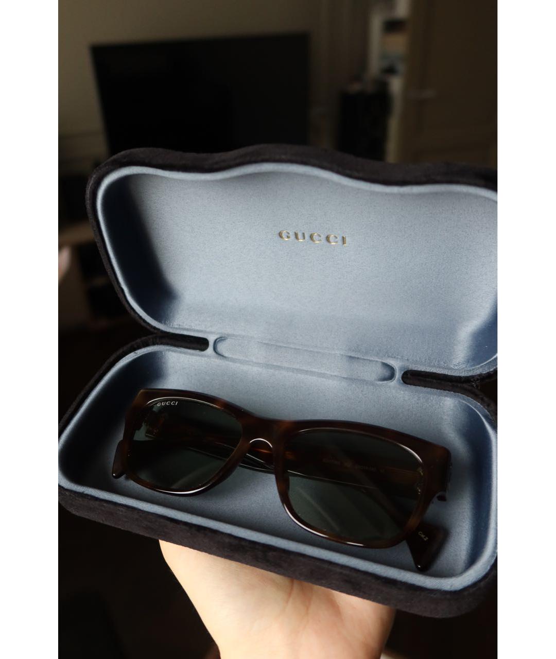 GUCCI Коричневые пластиковые солнцезащитные очки, фото 4