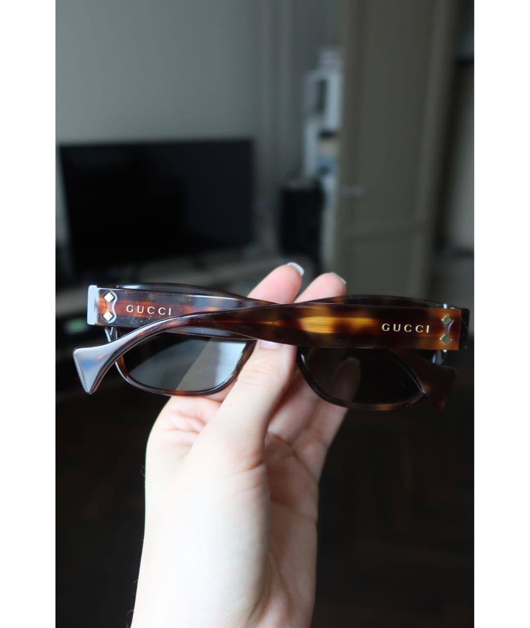 GUCCI Коричневые пластиковые солнцезащитные очки, фото 2