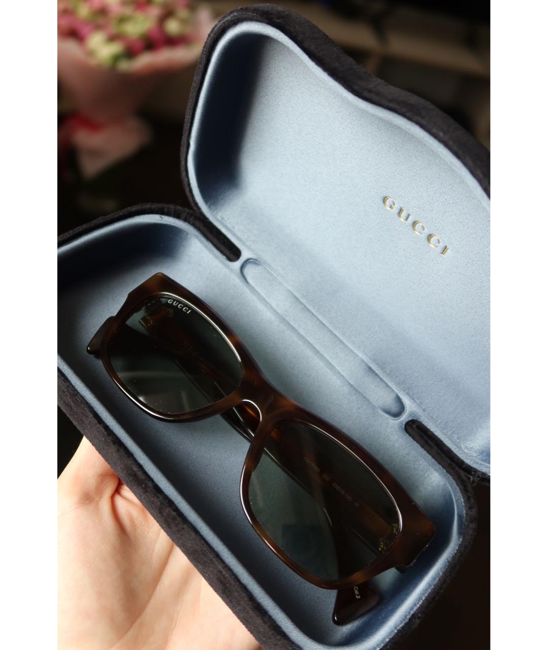 GUCCI Коричневые пластиковые солнцезащитные очки, фото 5