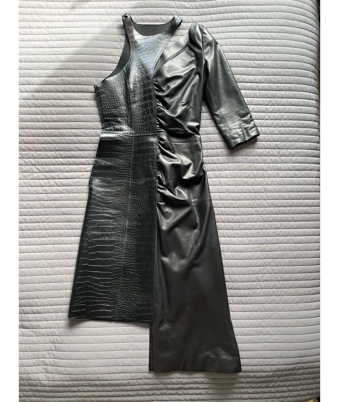 OFF-WHITE Черное кожаное повседневное платье, фото 4