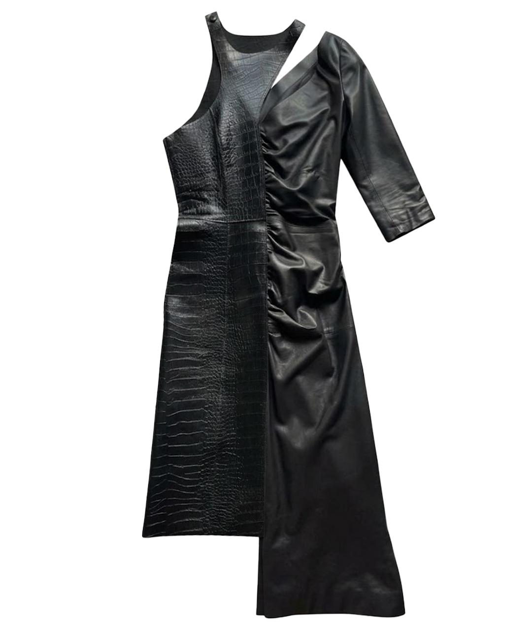 OFF-WHITE Черное кожаное повседневное платье, фото 1