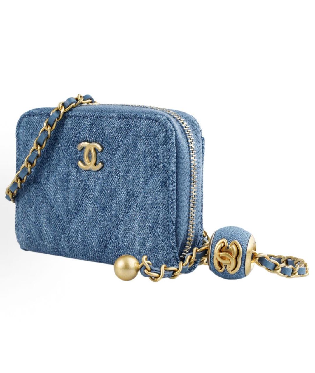 CHANEL Голубая деним сумка через плечо, фото 2