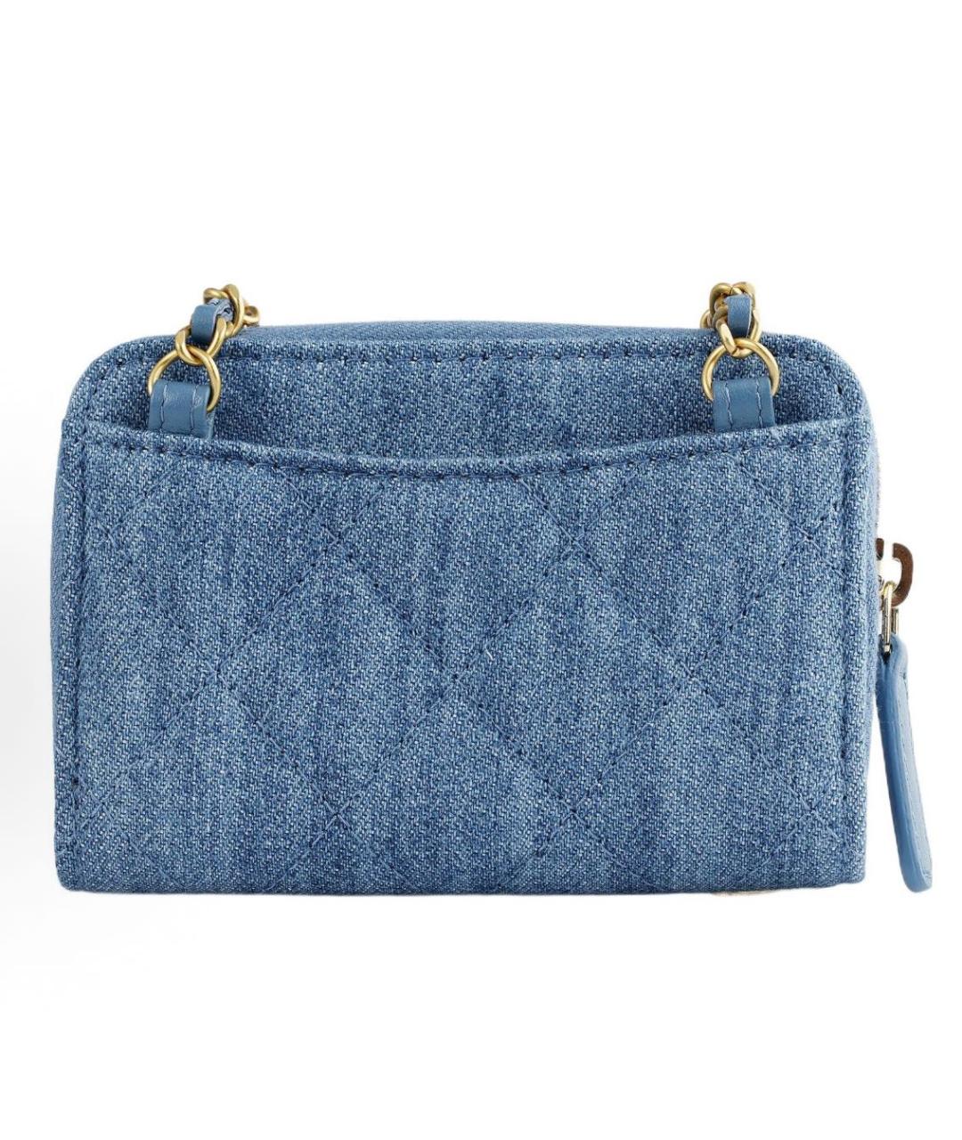 CHANEL Голубая деним сумка через плечо, фото 3