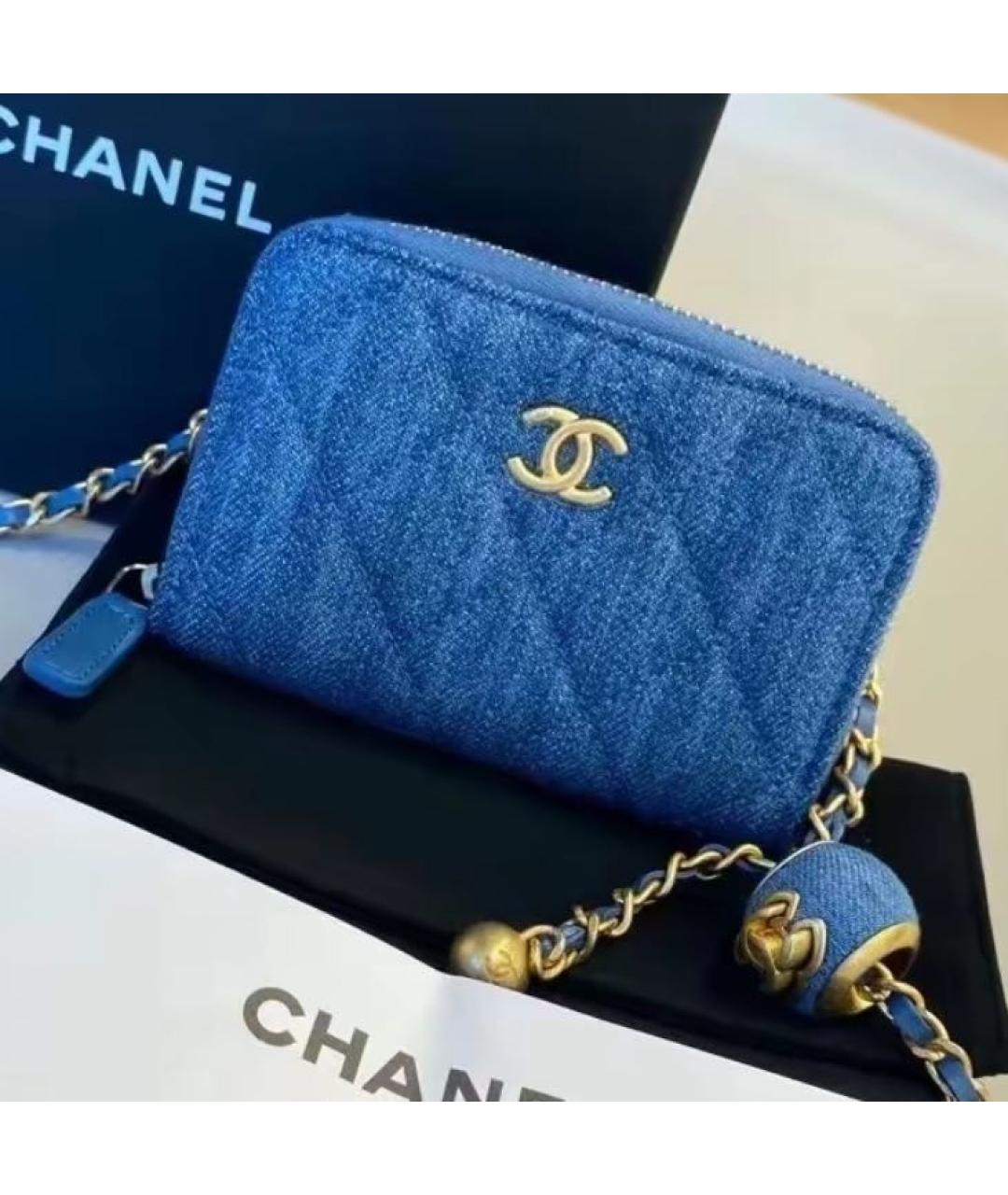 CHANEL Голубая деним сумка через плечо, фото 7