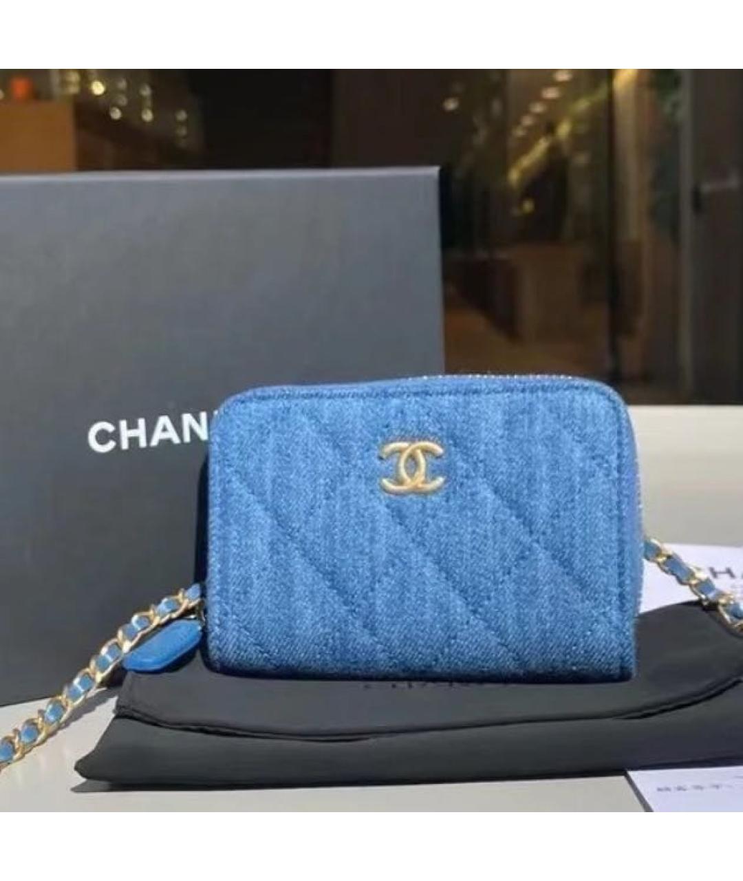 CHANEL Голубая деним сумка через плечо, фото 8