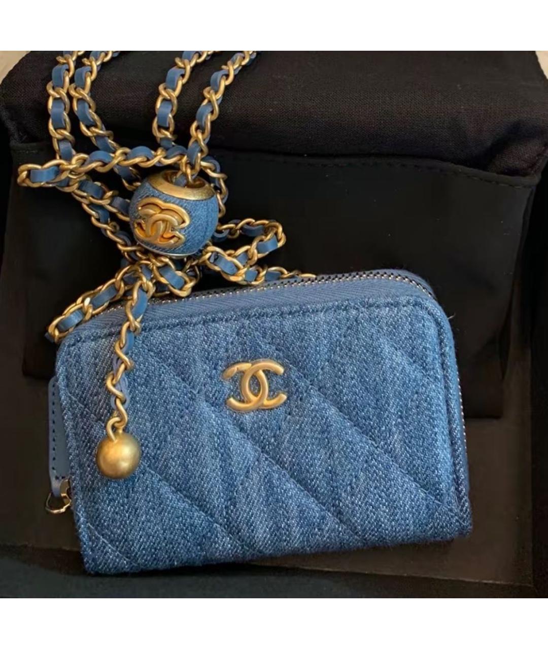 CHANEL Голубая деним сумка через плечо, фото 6