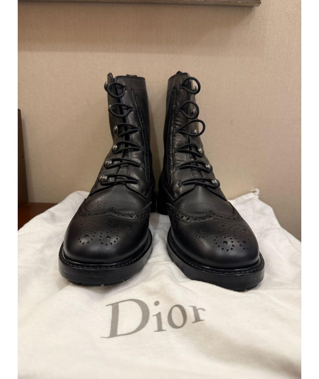 CHRISTIAN DIOR Черные кожаные ботинки, фото 2