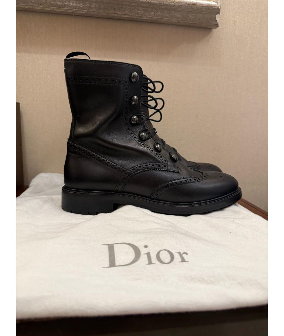 CHRISTIAN DIOR Черные кожаные ботинки, фото 7