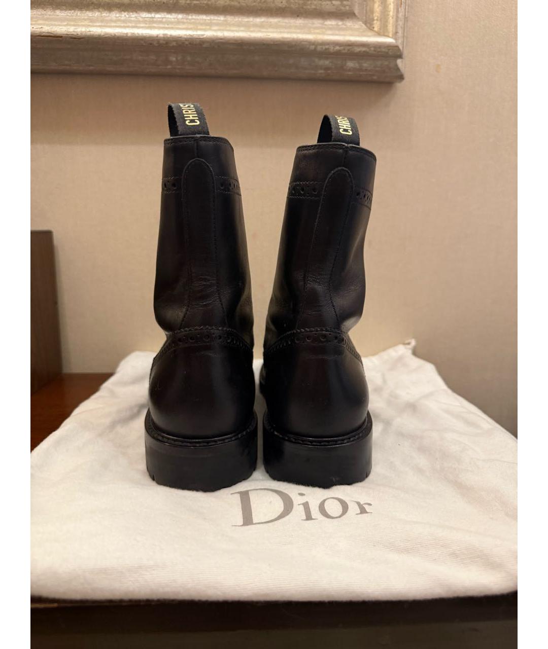 CHRISTIAN DIOR Черные кожаные ботинки, фото 4