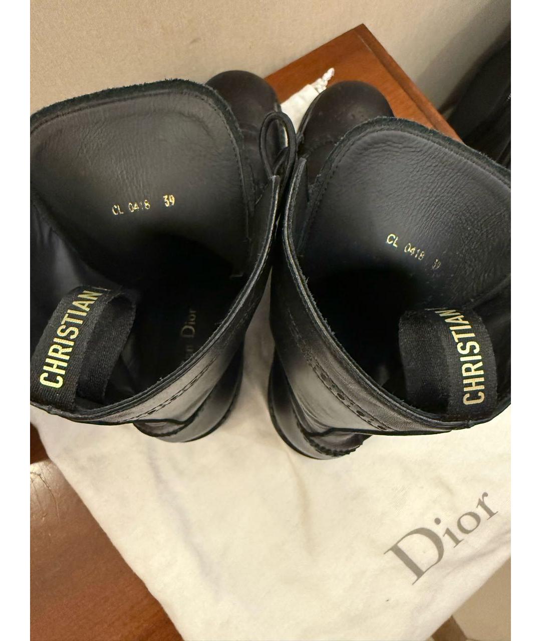 CHRISTIAN DIOR Черные кожаные ботинки, фото 3