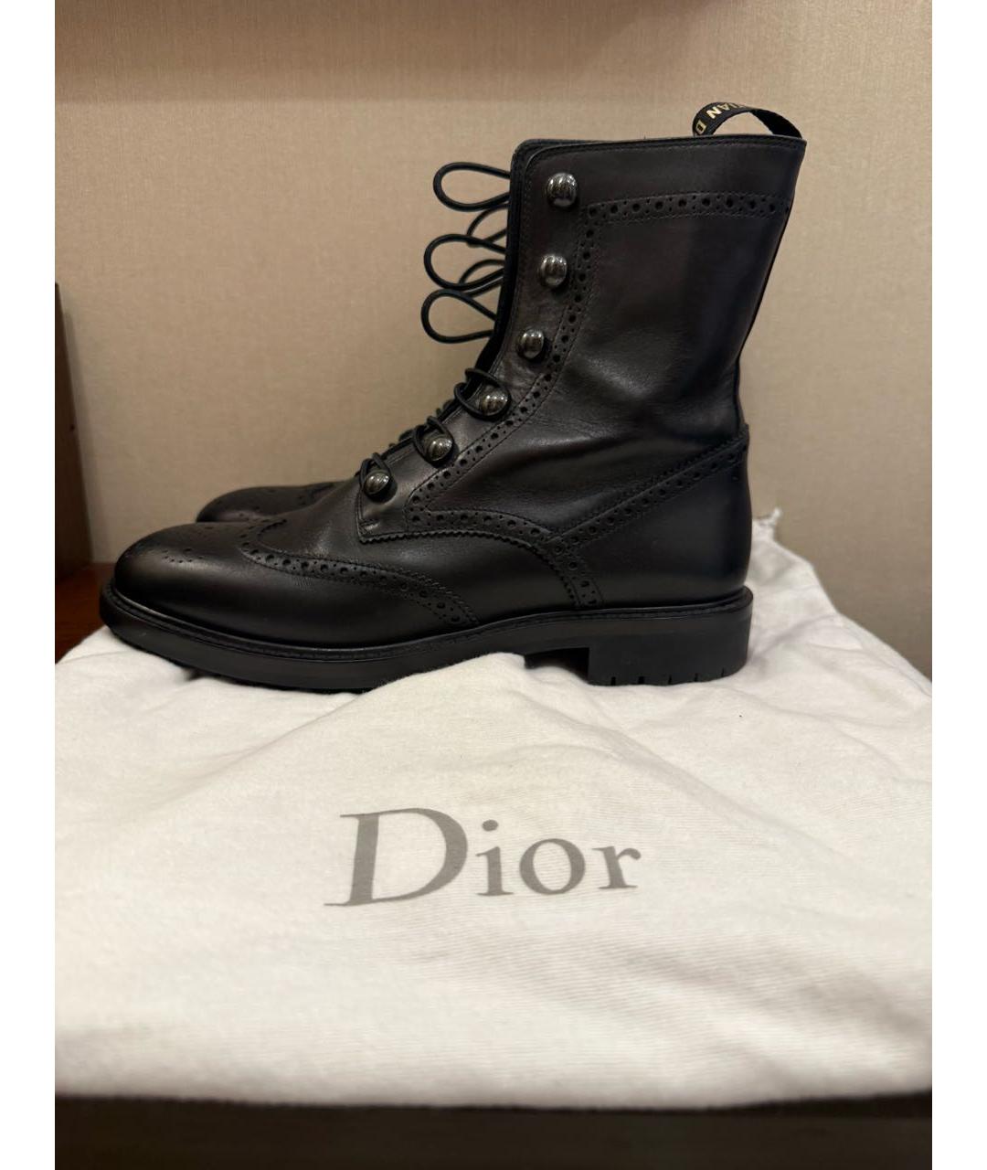 CHRISTIAN DIOR Черные кожаные ботинки, фото 6