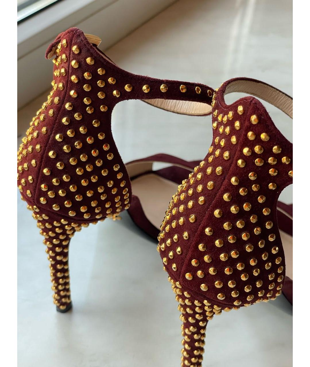 PRADA Бордовые замшевые босоножки, фото 3